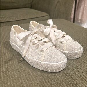 Kate Spade White Glitter Keds (Size 8)